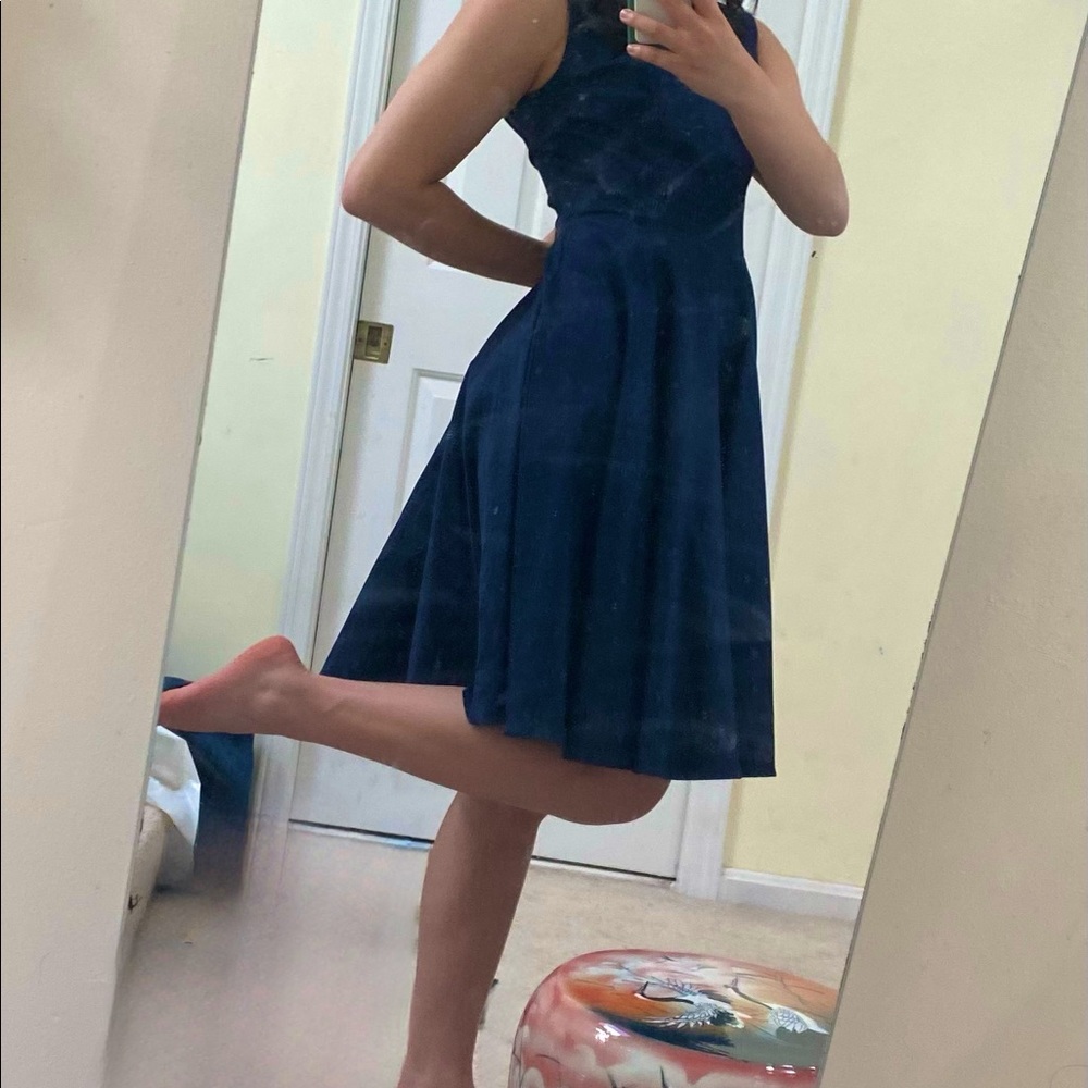 Sleeveless Navy Blue Dress
